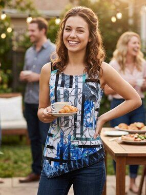 Picadilly Asymmetrical Embroidered Eyelet Top